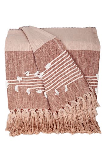 Parkland Collection Adonia Fringe Throw Blanket In Grey Rust
