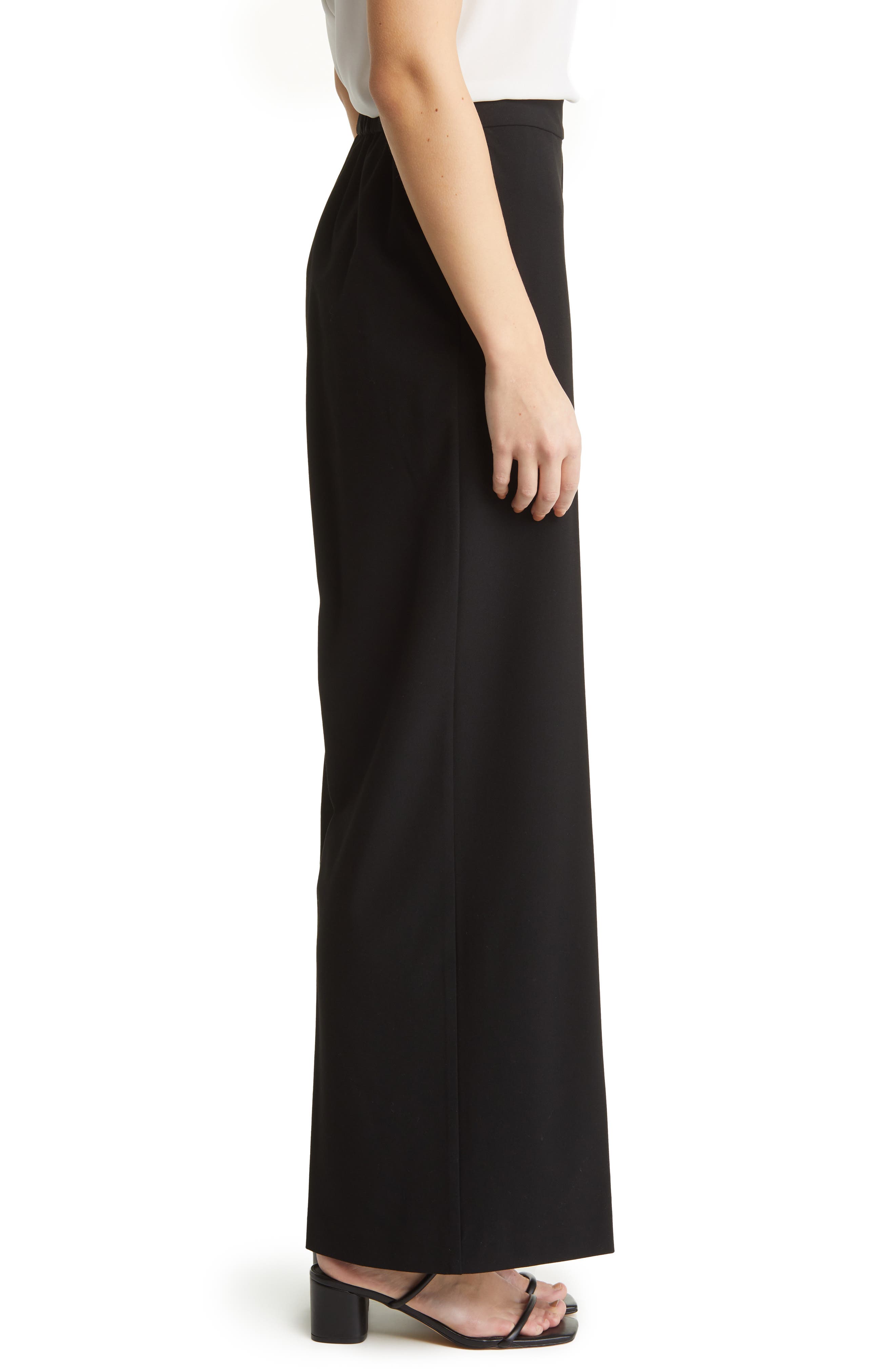 Wide waistband wide leg single layer pants main image 0