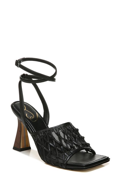 Vikky - Black, 3.5 or 4 inch Stiletto Heel, Strappy Mesh Cut Out