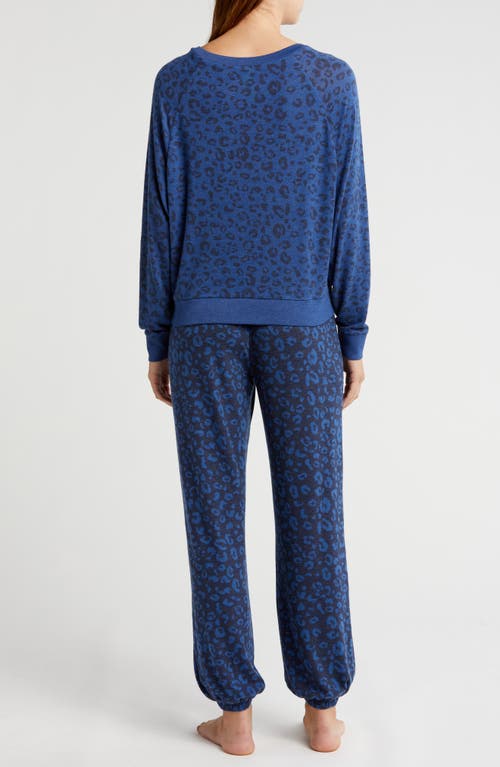 Shop Honeydew Star Seeker Brushed Jersey Pajamas In Navy Leopard