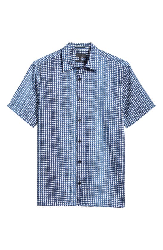 Shop Ted Baker Munden Relaxed Fit Ombré Dot Print Short Sleeve Button-up Shirt In Blue