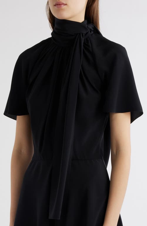 Shop Givenchy Knot Collar Silk Dress In Black