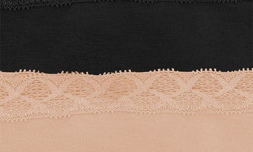 Natori Lace-trim French-cut Briefs, Pack Of 6 In Black/cafe