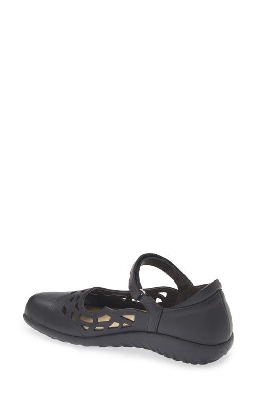 Naot Agathis Mary Jane Flat In Soft Black Leather