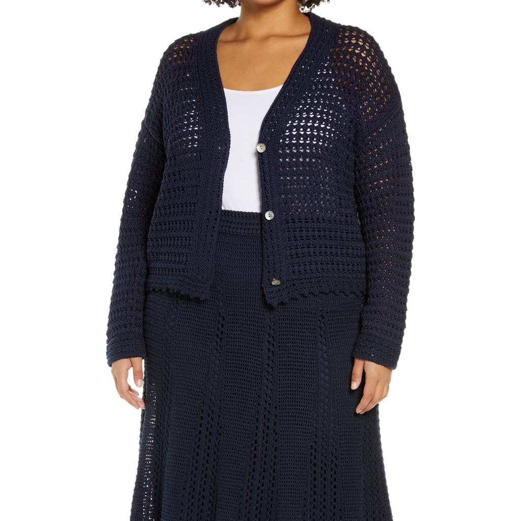 Vince - Crochet Cardigan In Navy - Atterley In Navy