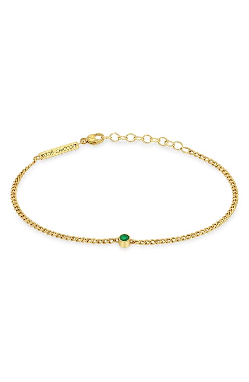 Zoë Chicco Bezel Emerald Pendant Bracelet in Yellow Gold at Nordstrom, Size 7