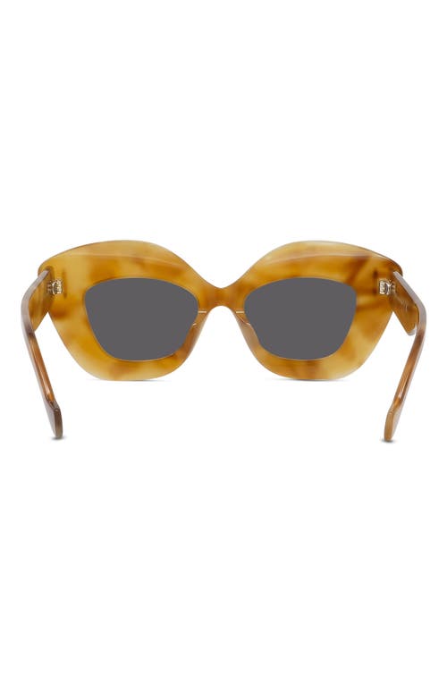 Shop Loewe Anagram 48mm Small Cat Eye Sunglasses In Blonde Havana/smoke