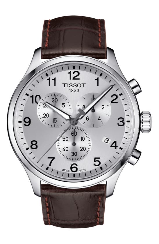 TISSOT CHRONO XL COLLECTION CHRONOGRAPH LEATHER STRAP WATCH, 45MM,T1166171604700