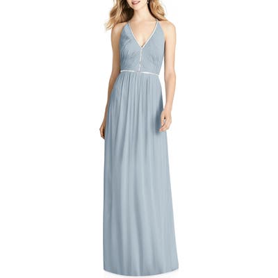 Jenny Packham Pleated Bodice Chiffon Gown, Blue