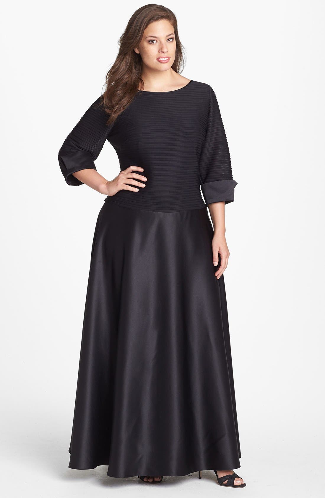 Xscape Mixed Media ALine Gown (Plus Size) Nordstrom