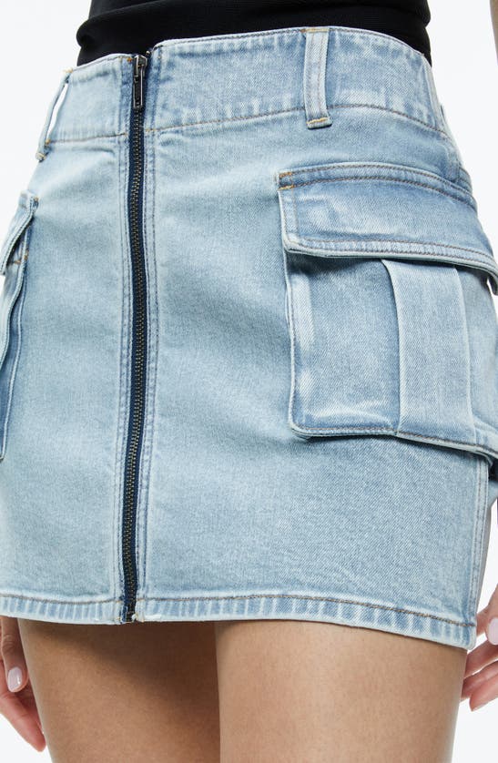 Shop Alice And Olivia Rahmi Denim Cargo Miniskirt In Rockstar Blue