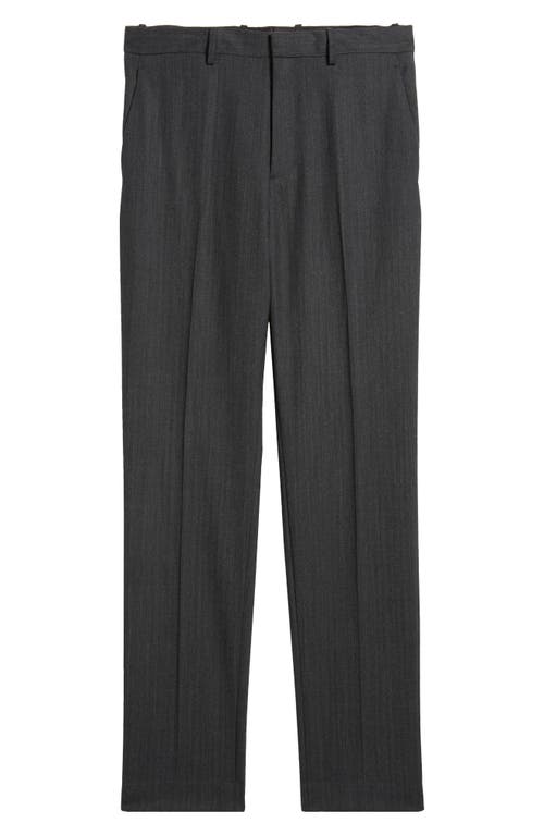 Theory Mayer Herringbone Wool Blend Flannel Dress Pants In Charcoal Multi