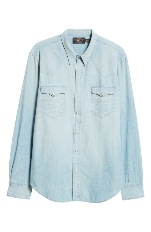 Shop Double Rl Buffalo Slim Fit Pearl Snap Denim Western Shirt In Davey Wash