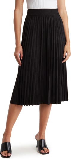 Faux Suede Pleated Midi Skirt