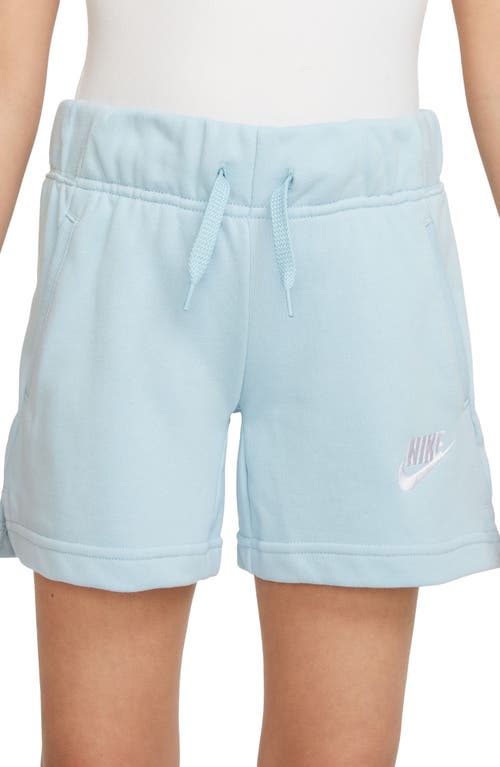 Nike Kids' Club Cotton Blend French Terry Shorts in Ocean Bliss/White