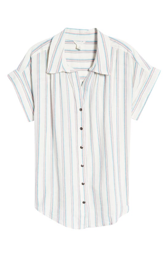 Shop Caslon Stripe Woven Shirt In Ivory Cloud Rainbow Stripe