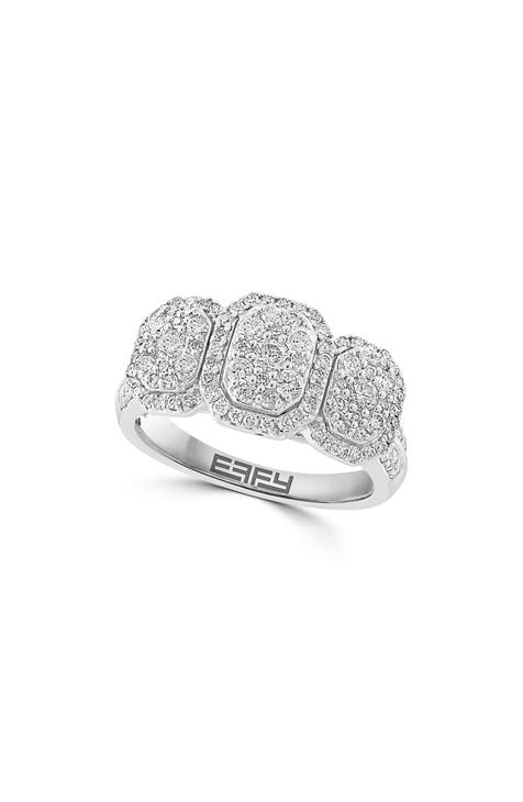 Sterling Silver Diamond Statement Ring - 0.96 ctw - Size 7