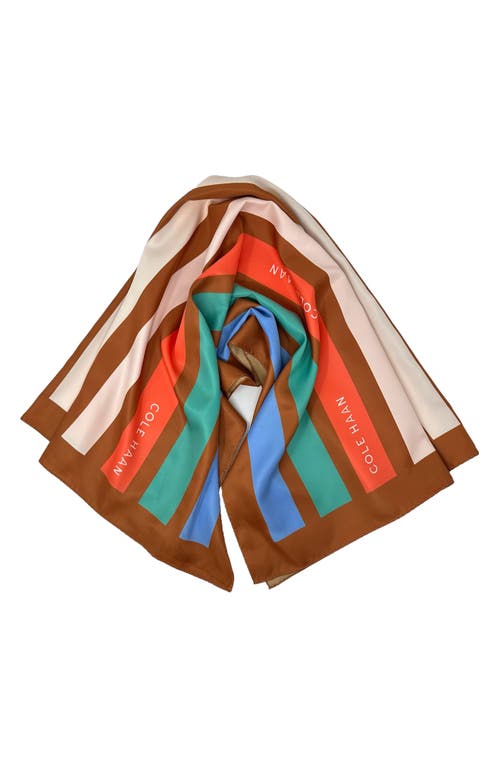 Cole Haan Stripe Square Scarf In British Tan