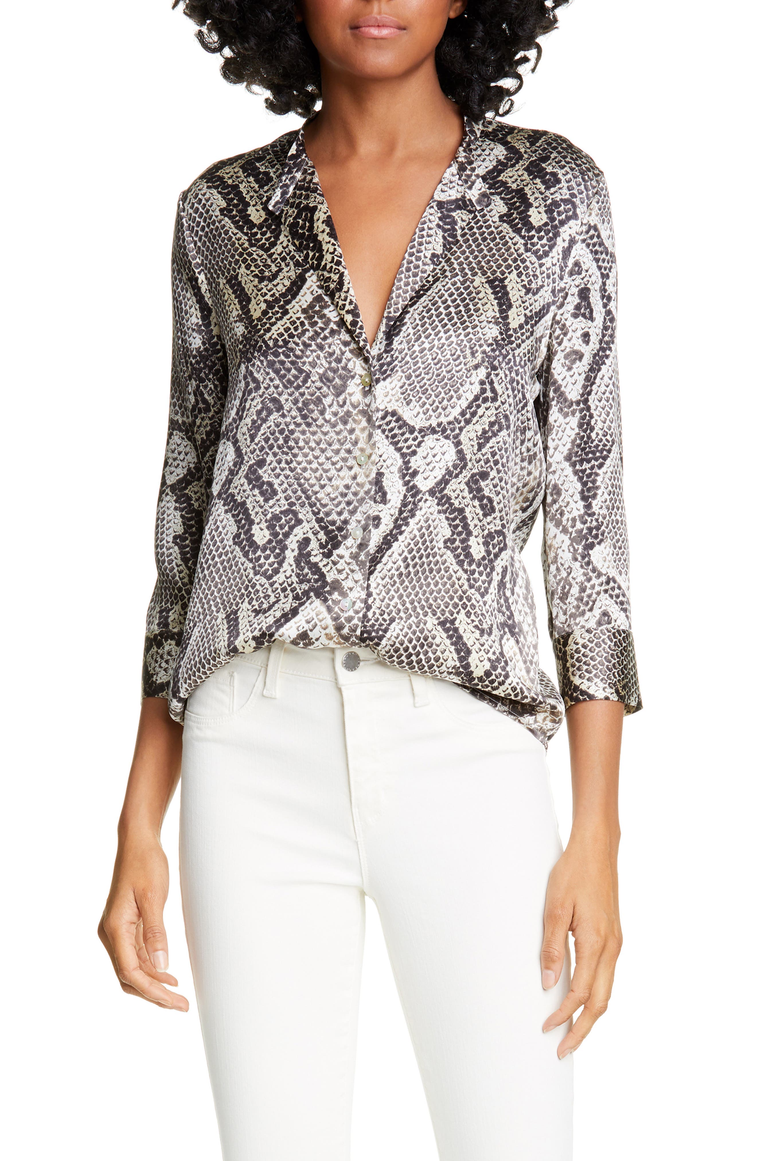 silk snake print shirt