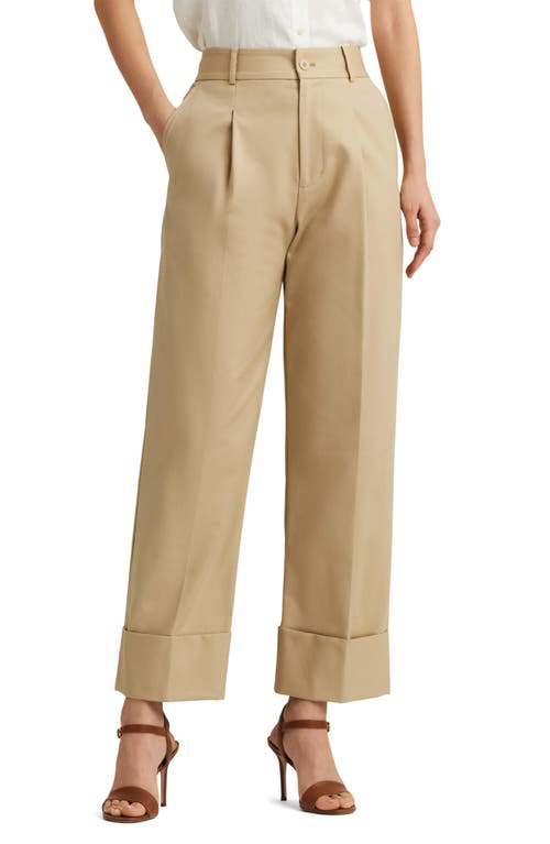 Lauren Ralph Double Faced Stretch Cotton Ankle Pants Mascarpone Cream at Nordstrom,