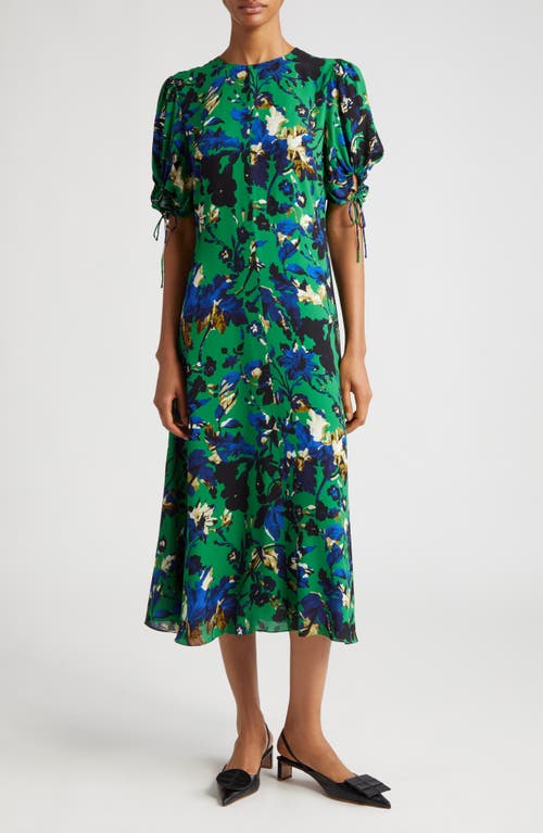 Erdem Floral Print A-Line Midi Dress Green at Nordstrom, Us