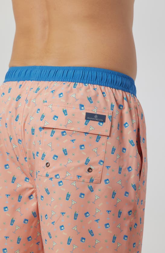 Rainforest Cocktails Swim Trunks In Coral