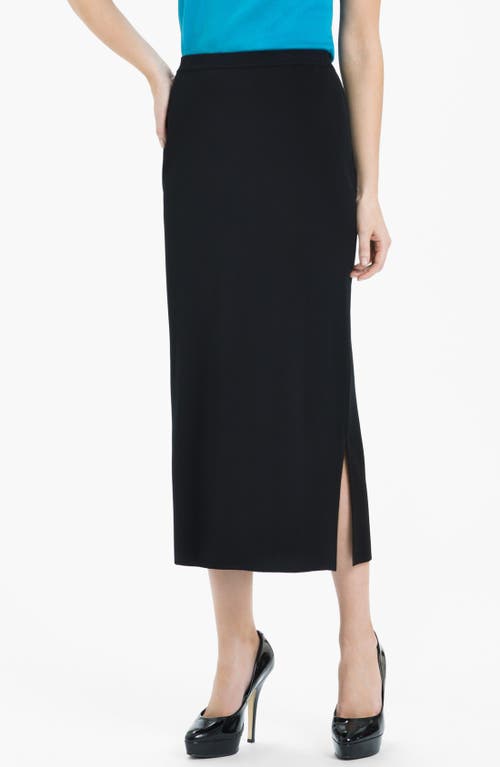Side Slit Knit Midi Skirt in Black