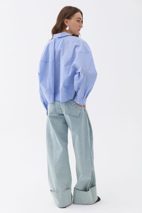 Shop Nocturne Oversized Button-up Shirt In Blue