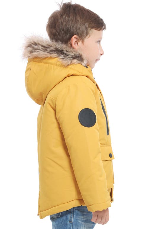 Shop Rokka&rolla Kids' Parka Jacket With Insulated Hood In Golden Rod