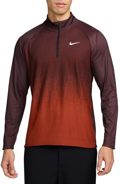 Shop Nike Golf Tour Dri-fit Adv Half Zip Golf Top In Dragon Red/burgundy Crush