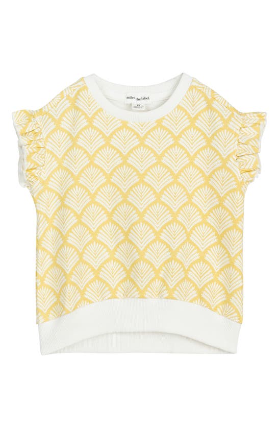 Shop Miles The Label Kids' Scallop Print Organic Cotton Top In Yellow