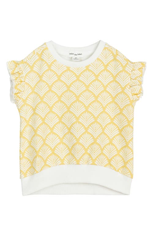 MILES THE LABEL Kids' Scallop Print Organic Cotton Top Yellow at Nordstrom,