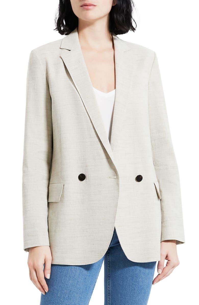 Theory Double Breasted Linen Blend Blazer | Nordstrom