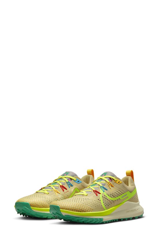 Nike React Pegasus Trail 4 Running Shoe In Gold/ Blue/ Green/ Volt