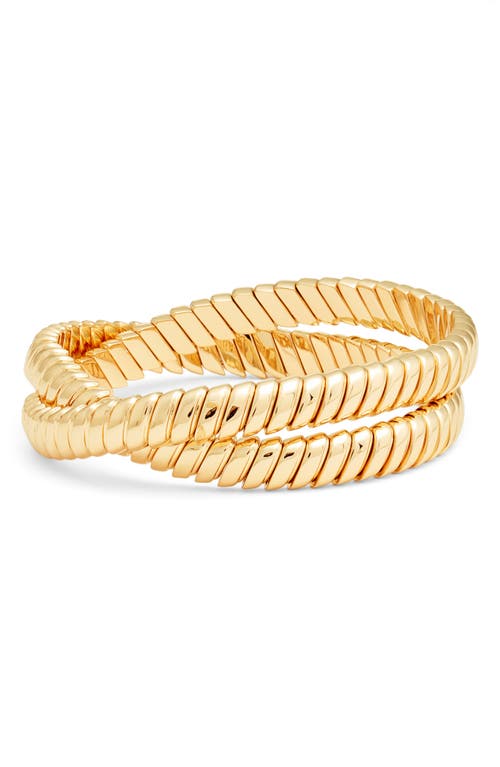 Shop Roxanne Assoulin The Double Cobra Stretch Bracelet In Gold