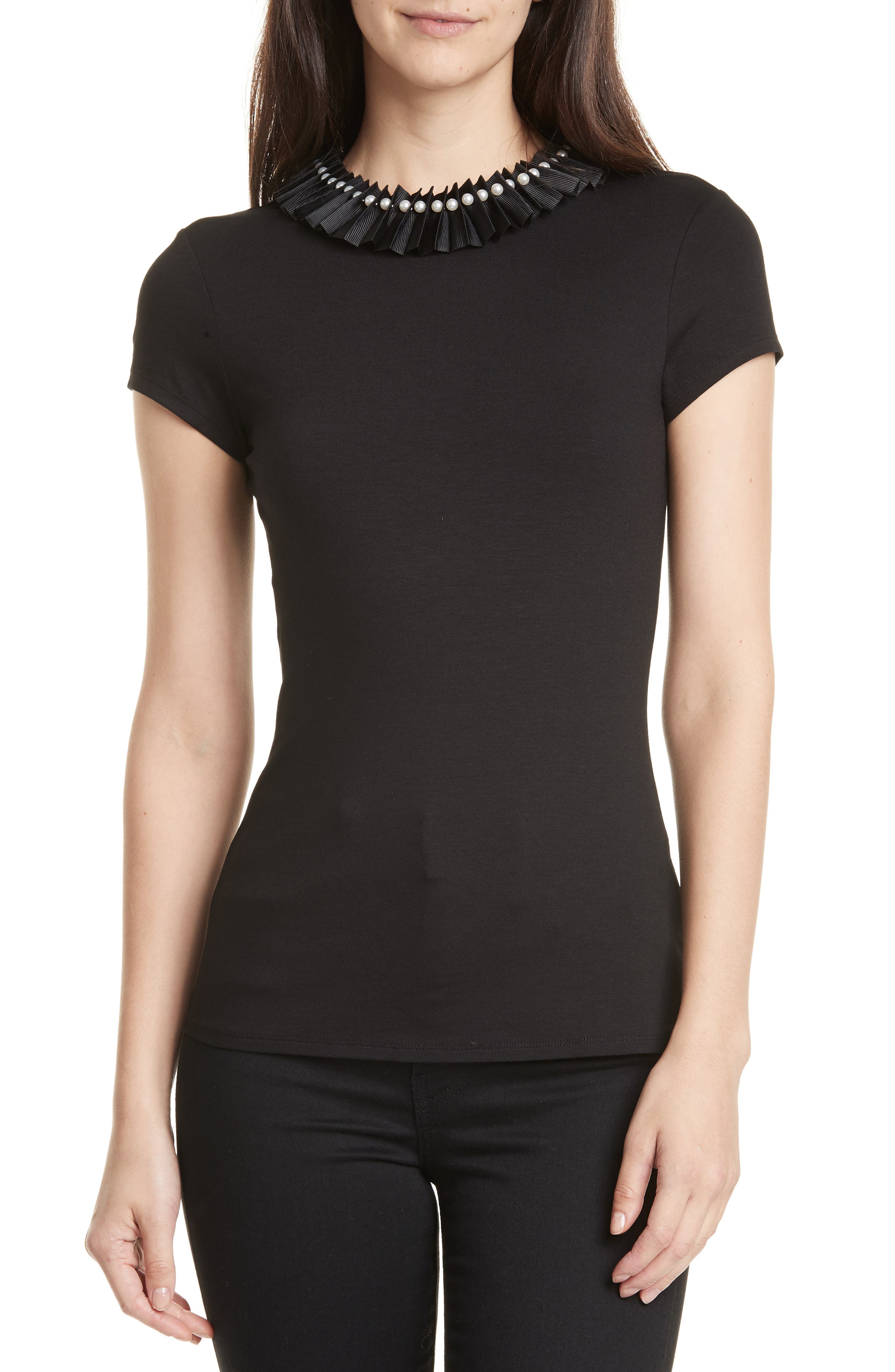 Ted Baker London Nikita Embellished Neck Fitted Top Nordstrom