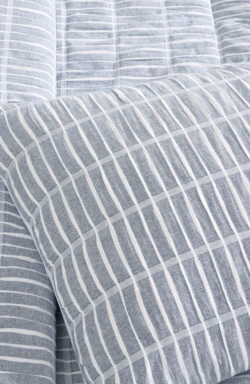 Tahari Stripe Seersucker 3-piece Comforter Set In Denim