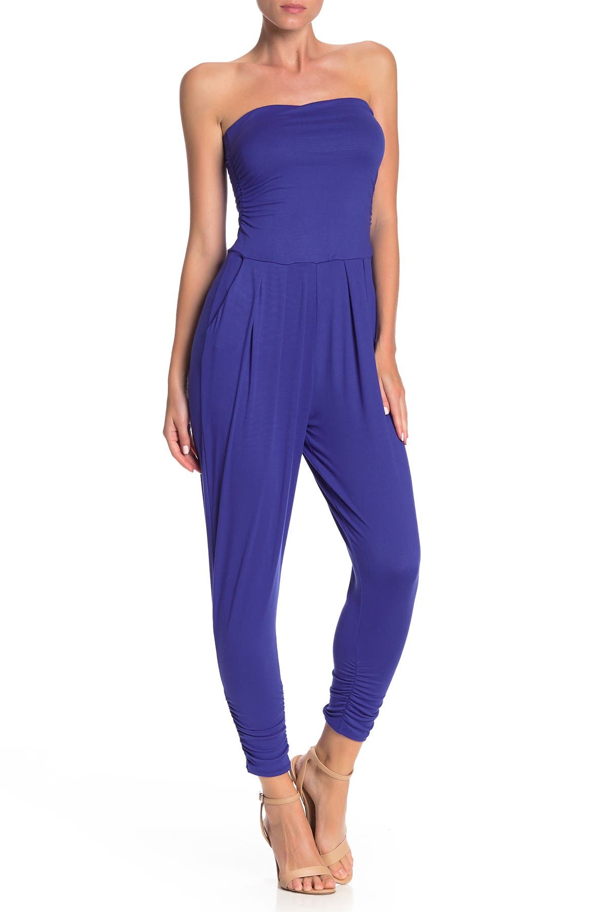 strapless tube jumpsuit