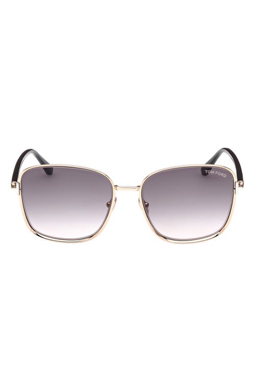 TOM FORD Fern 57mm Square Sunglasses in Shiny Rose Gold /Smoke at Nordstrom