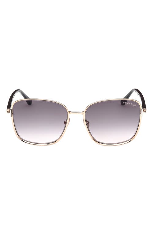 Shop Tom Ford Fern 57mm Square Sunglasses In Shiny Rose Gold/smoke