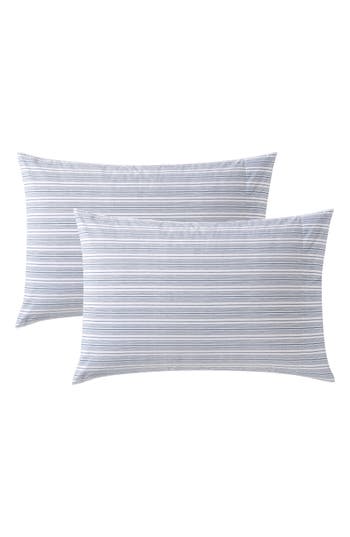 Nautica Beaux Striped Blue Standard Sham Pillowcase In Dark Blue