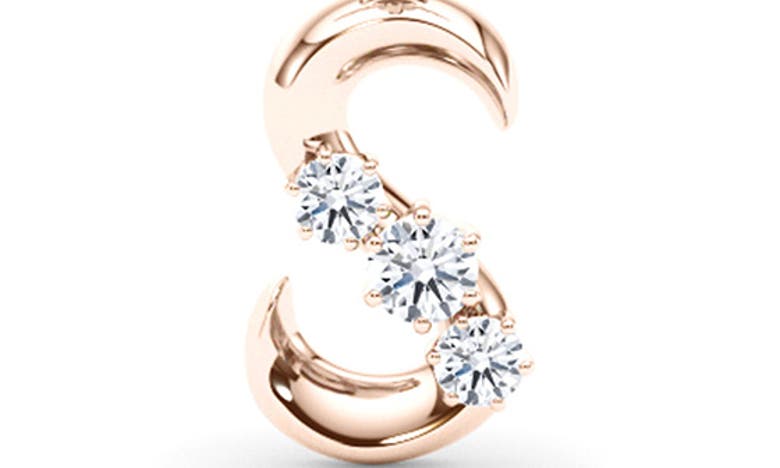 Hautecarat Graduated Lab-created Diamond Initial Letter Pendant Necklace In S - 18k Rose Gold