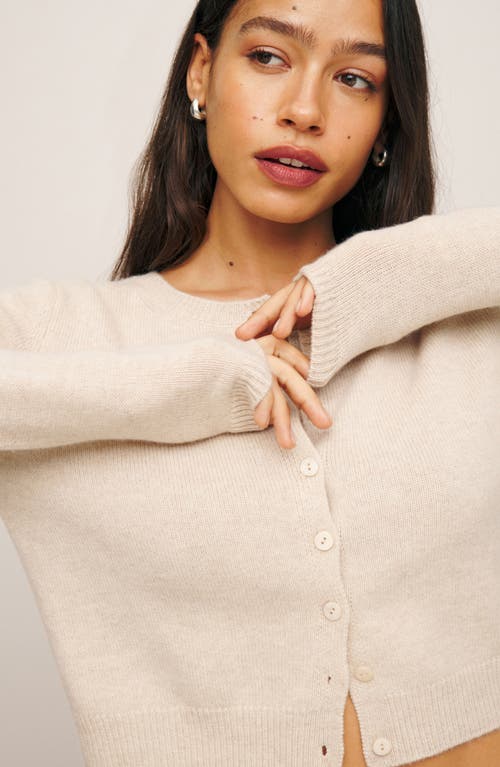 Reformation Clara Cashmere Crew Cardigan In Wheat