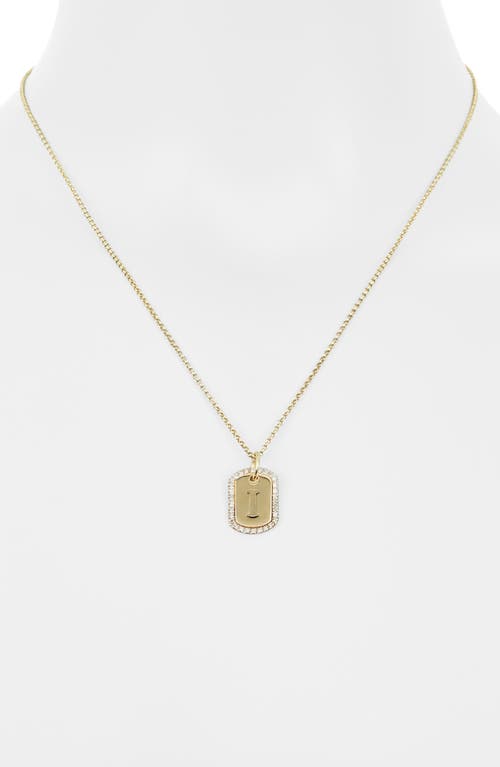 Meshmerise Diamond Initial Dog Tag Pendant Necklace In Yellow-i