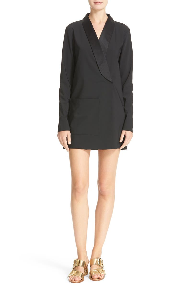 Satin Lapel Tuxedo Dress Satin Lapel Tuxedo Dress