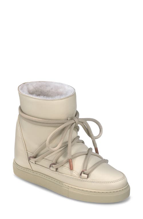 INUIKII Classic Genuine Shearling Lined Wedge Sneaker Bootie Cream at Nordstrom,