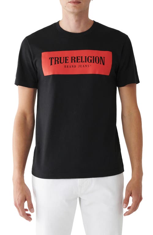 True Religion Brand Jeans Arch Box Logo Graphic T-Shirt in Jet Black