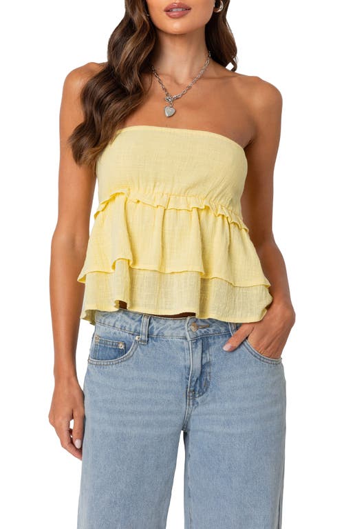 EDIKTED EDIKTED SMOCKED RUFFLE STRAPLESS TOP