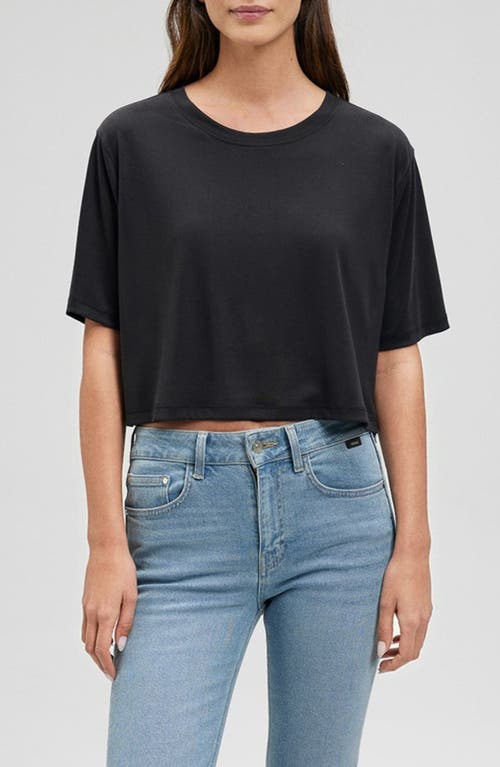 Mavi Jeans Short Sleeve Crop T-shirt In Black