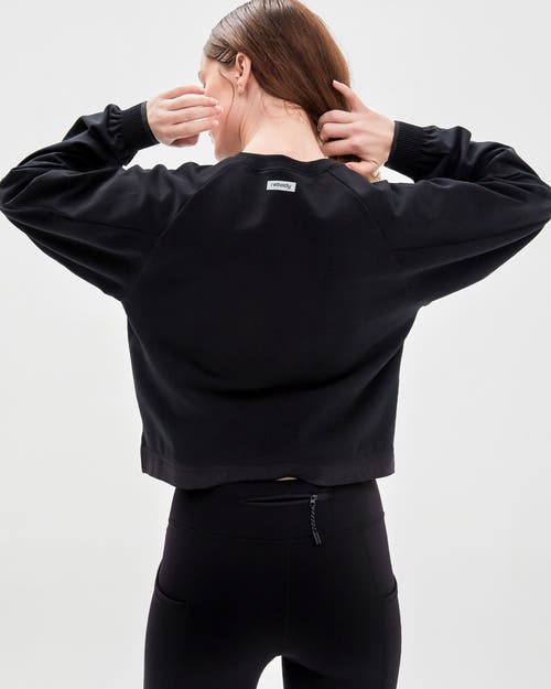 Shop Rebody Active City Zip Crop Crewneck Sweatshirt In Black